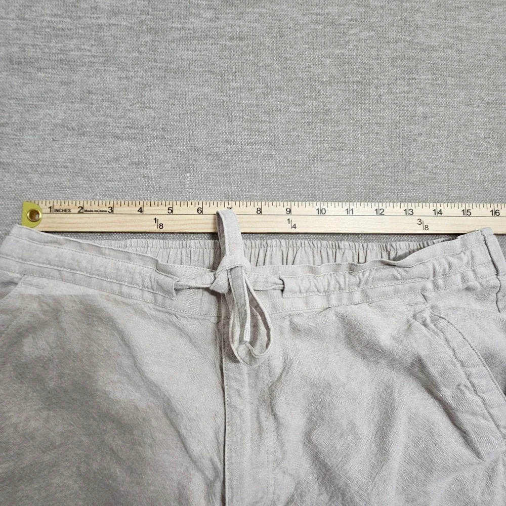 Havanera Co Pants Mens Large Beige Linen Cotton Drawstring Relaxed Beach Trouser